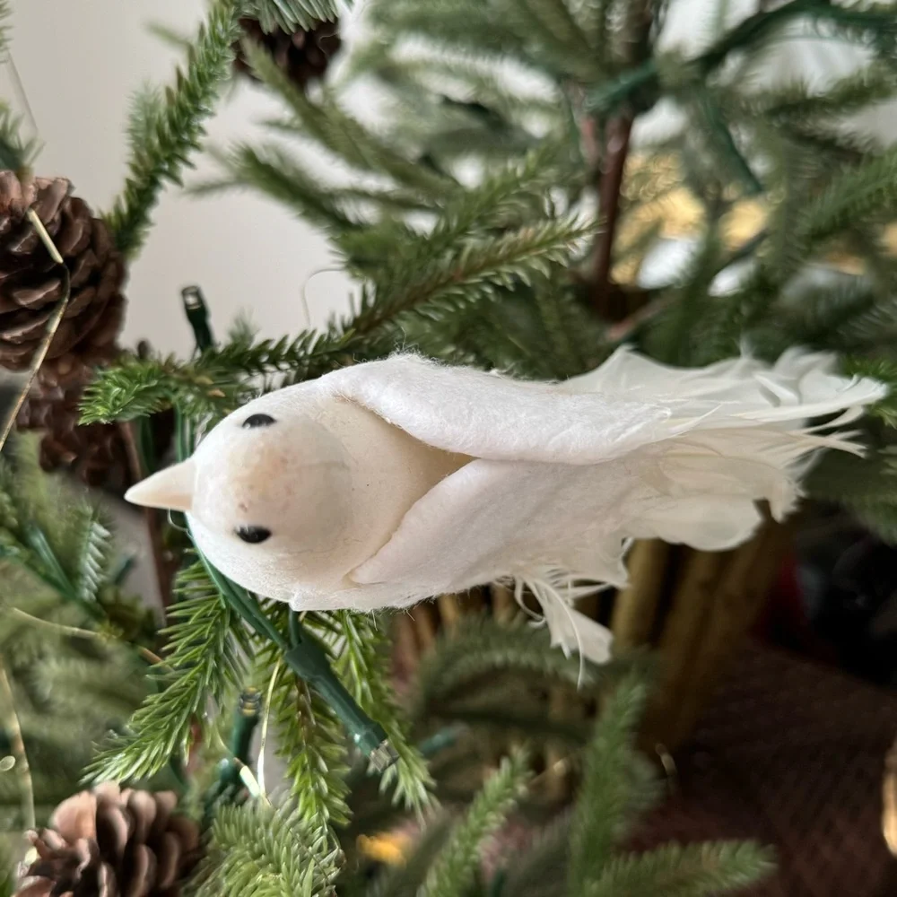 Lot 3 Vintage front Pottery Barn Doves Birds Feathered Christmas